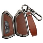 ontto Alaşım araba anahtarlık kapak Fit VW ID.3 ID.4 GTX Golf 8 GTI koltuk Leon MK4 Tarraco Skoda Octavia Enyaq akıllı deri anahtar durumda anahtarlık anahtar kabuk tutucu çanta keychian, Kara Borwn,