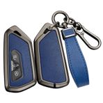 ontto Alaşım araba anahtarlık kapak Fit VW ID.3 ID.4 GTX Golf 8 GTI koltuk Leon MK4 Tarraco Skoda Octavia Enyaq akıllı deri anahtar durumda anahtarlık anahtar kabuk tutucu çanta keychian, Siyah-Mavi,