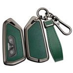 ontto Alaşım araba anahtarlık kapak Fit VW ID.3 ID.4 GTX Golf 8 GTI koltuk Leon MK4 Tarraco Skoda Octavia Enyaq akıllı deri anahtar durumda anahtarlık anahtar kabuk tutucu çanta keychian, Siyah-Yeşil,