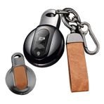 ontto Alaşım Deri Araba Anahtarlık Kapağı BMW MINI Cooper Clubman F54 F55 F56 F57 F60 Countryman Akıllı Anahtarlık kılıf anahtarlık Kabuk çanta anahtarlık aksesuarları 3/4 düğme Kahverengi
