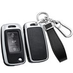 ontto Alaşımlı Araba Anahtarlık Kapağı VW Golf 4 5 6 7 Bora Jetta Polo MK4 MK6 Passat B5 B6 Superb Tiguan Skoda Octavia Flip Anahtar Kılıfı Kabuk Anahtarlık Anahtarlık Aksesuarları Gümüş-Siyah
