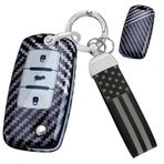 ontto Anahtar Fob Kapak Fit VW Flip Katlanır Anahtar Uzaktan Karbon Desen Anahtar Kılıf Fit Volkswagen Jetta Beetle Santana Eos için, B-anahtarlık-siyah