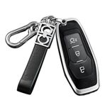 ontto Anahtar kılıfı araba anahtarı kılıfı anahtar kılıfı anahtar kılıfı koruyucu kılıf Ford Focus Mondeo Fiesta Ecosport Kuga Galaxy Explorer Ranger ST S-Max MK3 aksesuarlarına uygun, gümüş