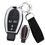 ontto Anahtar kılıfı araba anahtarı kılıfı Chrysler 300C Jeep Commende Dodge Durango Ram Grand Caravan Cherokee için uygun uzaktan kumanda metal silikon koruyucu kılıf anahtarlık 4 tuşlu D gümüş