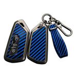 ontto Anahtar kılıfı araba anahtarı kılıfı kapak VW Golf 8 GTI ID.3 ID.4 Skoda Octavia Enyaq Seat Leon Tarraco için 3 tuşlu PVC metal anahtar kılıfı anahtarlık araba aksesuarı-B mavi