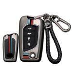 ontto Anahtar kılıfı araba anahtarı kılıfı Toyota Auris Corolla Aygo Yaris Highlander Camry RAV4 metal silikon katlanır anahtar koruyucu kılıf anahtarlık araba aksesuarı 4 tuşlu siyah