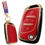 ontto Anahtar kılıfı araç anahtarı kılıfı gövde kapak koruyucu kılıf kase kılıf anahtarlık TPU Citroen C1 C2 C3 C4 C5 Xsara Pica Peugeot 306 407 807 için DS3 DS4 DS5 DS6-A için kırmızı