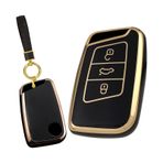 ontto Anahtarlık Kapağı Yumuşak TPU Anahtar Koruyucu Volkswagen Arteon Atlas Golf Alltrack Jetta GLI Passat Taos SEL ile Uyumlu, Siyah
