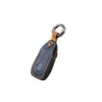 Ontto Anahtarlık Kapak Anahtarlık Mercedes C S E Sınıfı E200 E300 E200L E300L E320L AMG CLA GLA CLK GLC Anahtar Kapak Kılıf Aksesuarları Deri anahtarlık anahtarlık koruyucu 3 düğme mavi