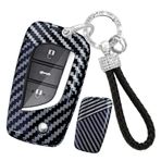ontto Araba anahtar kapağı fit Toyota Avalon Camry Corolla Fortuner Highlander Levin RAV4 LE Sequoia Sienna Tacoma Tundra Yaris Flip Key case kabuk kutusu anahtarlık anahtarlık aksesuarları, B-Siyah