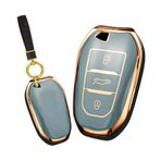ontto Araba anahtarı kapağı fit Peugeot 301 308 408 508 2008 3085 3008 Citroen C4L DS6 C6 DS5 anahtarlık kılıf anahtarlık anahtarlık TPU akıllı anahtar kabuk koruyucu aksesuarları, gri, 3 buttons