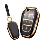 ontto Araba anahtarı kapağı fit Peugeot 301 308 408 508 2008 3085 3008 Citroen C4L DS6 C6 DS5 anahtarlık kılıf anahtarlık anahtarlık TPU akıllı anahtar kabuk koruyucu aksesuarları, siyah, 3 buttons