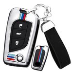 ontto Araba anahtarı kılıfı anahtar kılıfı araba anahtarı kılıfı metal Toyota Aygo Yaris Scion Highlander Camry RAV4 Peugeot 108 için Citroen C1 anahtarlık 3 tuşlu gümüş