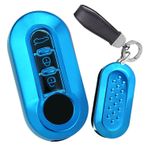 ontto Araba anahtarı kılıfı anahtar kılıfı FIAT 500 Ducato Panda 500 L Punto Lancia Musa Citroen Jumper için Peugeot Boxer anahtar kılıfı TPU anahtar kılıfı anahtarlık 3 tuş mavi