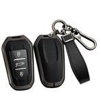 ontto Araba anahtarı kılıfı anahtar kılıfı Peugeot 3008 5008 208 308 508 307 Citroen C1 C3 C4 C5 Picasso DS3 DS5 Kaktüs için uygundur Anahtar muhafazası Anahtarlık 3 Tuşlu Siyah