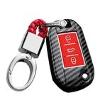 ontto Araba anahtarı kılıfı Citroen C4 Cactus C5 C3 Peugeot 308 408 508 2008 için uygun Opel Crossland X Zafira Combo ABS koruyucu kılıf anahtar kılıfı anahtarlık anahtar kılıfı aksesuar -B kırmızı