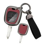 ontto Araba anahtarı kılıfı Cover Anahtar kılıfı Peugeot 106 107 206 207 306 307 406 407 Citroen Berlingo C1 C2 C3 için uygun Alaşım Deri Anahtar kılıfı Anahtarlık 2/3 Tuş C Kırmızı