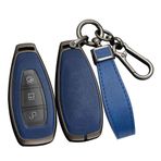 ontto Araba anahtarı kılıfı Cover Ford Focus 3 4 ST Mondeo MK3 MK4 Fiesta Fusion Kuga Ecosport S-Max için uygun anahtar kılıfı anahtar kılıfı anahtar kutusu anahtarlık aksesuar - siyah mavi
