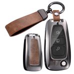 ontto Araba anahtarı kılıfı, Ford Fiesta IV Focus III Galaxy Fusion Mondeo B-Max C-Max S-Max Kuga ST Line Ecosport Puma anahtar muhafazası aksesuarı koruyucu kılıf, Tip B Kahverengi, Typ B Braun