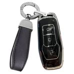 ontto Araba anahtarı kılıfı Ford Focus 3 4 ST Mondeo 5 MK5 Mustang F-150 Explorer Edge Fiesta Kuga MK3 için uygun koruyucu kılıf TPU anahtar kılıfı anahtarlık anahtar kılıfı Cover aksesuar -C siyah
