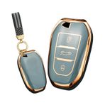 ontto Araba Anahtarı Kılıfı Gövde Anahtar Kılıfı Anahtarlık TPU Altın Kenar Koruyucu Kılıf Peugeot 208 3008 308 SW GT 5008 2008 Citroen C4 C5 Berlingo için Uygun Anahtar Kılıfı 3 Tuşlu A Gri