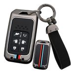 ontto Araba anahtarı kılıfı Honda Accord Civic CR-V CRV CRV Pilot Passport Insight EX EX-L Crider Metal koruyucu kılıf anahtar kılıfı aksesuar anahtar kılıfı anahtarlık 6 tuşlu E siyah