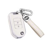 ontto Araba anahtarı kılıfı kapak Honda Civic HRV CRV XRV CR-V Crider Odyssey Pilot Fit Accord TPU anahtar kutusu anahtar kılıfı anahtarlık anahtar koruma kılıfı 2 tuşlu aksesuar - beyaz