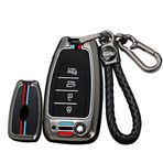 ontto Araba anahtarı kılıfı kılıf Hyundai Solaris 2 Sonata Elantra Kona I30 I30n I35 I40 Tucson Azera Santa Fe metal anahtar kılıfı koruyucu kılıf anahtar gövdesi araba aksesuarı 4 tuşlu siyah