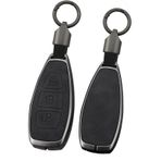 ontto Araba anahtarı kılıfı kılıf kapak anahtar kılıfı anahtarlık deri koruyucu kılıf Ford Focus 3 4 ST Fiesta Fusion Kuga Ecosport Mondeo MK3 MK4 için uygun anahtar kılıfı aksesuar 3 tuşlu siyah