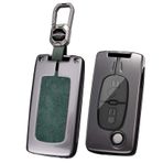 ontto Araba anahtarı kılıfı koruyucu kılıf anahtar kılıfı Citroen C1 C2 C3 C4 C5 DS3 DS4 Grand Picasso Berlingo Xsara ile uyumlu metal gövde anahtar kılıfı anahtarlık 2/3/4 tuş A yeşil