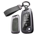 ontto Araba anahtarı kılıfı koruyucu kılıf anahtar kılıfı Citroen DS4 C-Elysee Berlingo C2 C3 C4 Picasso C8 C5 ile uyumlu metal gövde anahtar kılıfı anahtarlık 2/3 tuş B gri