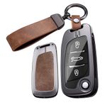 ontto Araba anahtarı kılıfı koruyucu kılıf anahtar kılıfı Citroen DS4 C-Elysee Berlingo C2 C3 C4 Picasso C8 C5 ile uyumlu metal gövde anahtar kılıfı anahtarlık 2/3 tuş B kahverengi
