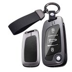 ontto Araba anahtarı kılıfı koruyucu kılıf anahtar kılıfı Citroen DS4 C-Elysee Berlingo C2 C3 C4 Picasso C8 C5 ile uyumlu metal gövde anahtar kılıfı anahtarlık 2/3 Tuş-B siyah