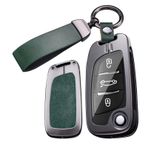 ontto Araba anahtarı kılıfı koruyucu kılıf anahtar kılıfı Citroen DS4 C-Elysee Berlingo C2 C3 C4 Picasso C8 C5 ile uyumlu metal gövde anahtar kılıfı anahtarlık 2/3 tuş B yeşil