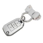 ontto Araba anahtarı kılıfı, Peugeot 208 3008 308 508 408 2008 307 4008 Citroen C4 C3 C6 Cactus C8 için koruyucu kılıf TPU gümüş kenarlı anahtar kılıfı anahtarlık anahtar kılıfı kapak beyaz