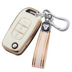 ontto Araba anahtarı kılıfı Renault Kwid 2023 Kadjar Captur Megane Sandero Stepway Logan Clio 5 2022 Arkana TPU koruyucu kılıf anahtar kılıfı anahtarlık anahtar kılıfı aksesuar 3 tuşlu bej