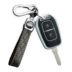 ontto Araba anahtarı kılıfı Renault Kwid Traffic Symbol Dacia Sandero Logan Duster 2016 2018 için uygun, 2 tuşlu uzaktan kumanda TPU anahtar kılıfı anahtarlık anahtar kılıfı aksesuar-B siyah