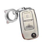 ontto Araba anahtarı kılıfı, VW MK4 Bora Golf 4 5 6 Jetta Passat Polo Bora Touran Skoda Seat için uygun koruyucu kılıf TPU anahtar kılıfı anahtarlık anahtar kılıfı Cover aksesuar 2 tuş A beyaz
