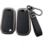 ontto Araba Anahtarı Koruma Kılıfı Kılıf Peugeot 5008 208 308 Citroen C3 C4 Cactu Opel Crossland X Zafira Corsa F için Çinko Alaşım Deri Anahtar Kılıfı Anahtarlık 3 Tuşlu A Siyah