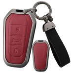 ontto Araba Anahtarı Koruyucu Kılıf Kılıf Peugeot 3008 5008 208 308 508 307 Citroen C1 C3 C4 C5 Picasso DS3 Kaktüs Çinko Alaşım Deri Anahtar Kılıfı Anahtarlık Aksesuar 3 Tuş-B Kırmızı
