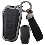 ontto Araba Anahtarı Koruyucu Kılıf Kılıf Peugeot 3008 5008 208 308 508 307 Citroen C1 C3 C4 C5 Picasso DS3 Kaktüs Çinko Alaşım Deri Anahtar Kılıfı Anahtarlık Aksesuar 3 Tuş-B Siyah
