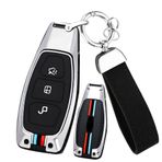ontto Araba anahtarı metal kılıf Ford Fiesta Ecosport Focus 3 4 ST Mondeo MK3 MK4 Ecosport Kuga Fusion metal araba anahtarı kılıfı anahtar kılıfı anahtarlık aksesuar 3 tuş A gümüş