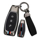 ontto Araba anahtarı metal kılıf Ford Fiesta Ecosport Focus 3 4 ST Mondeo MK3 MK4 Ecosport Kuga Fusion metal araba anahtarı kılıfı anahtar kılıfı anahtarlık aksesuar 3 tuş A siyah