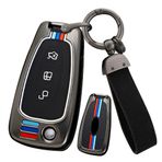 ontto Araba Anahtarı Metal Kılıf Ford Ranger C-Max S-Max Focus Galaxy Mondeo Transit Tourneo Custom Metal Araba Anahtarı Kılıfı Anahtar Kılıfı Anahtarlık Aksesuar 3 Tuş-B Siyah