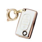 ontto Araba Anahtarlık Kapağı Fit Peugeot 107 206 207 307 308 406 Citroen Xsara Picasso C2 C3 C4 C5 C6 Flip Key case 2 Düğmeler Anahtar Kabuk Tutucu Çanta Anahtarlık Anahtarlık Aksesuarları Bej