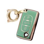 ontto Araba Anahtarlık Kapağı Fit Peugeot 107 206 207 307 308 406 Citroen Xsara Picasso C2 C3 C4 C5 C6 Flip Key case 2 Düğmeler Anahtar Kabuk Tutucu Çanta Anahtarlık Anahtarlık Aksesuarları Yeşil