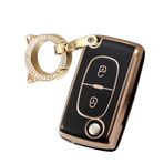 ontto Araba Anahtarlık Kapağı Fit Peugeot 107 206 207 307 308 406 Citroen Xsara Picasso C2 C3 C4 C5 C6 Flip Key case 3 Düğmeler Anahtar Kabuk Tutucu Çanta Anahtarlık Anahtarlık Aksesuarları Siyah