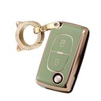 ontto Araba Anahtarlık Kapağı Fit Peugeot 107 206 207 307 308 406 Citroen Xsara Picasso C2 C3 C4 C5 C6 Flip Key case 3 Düğmeler Anahtar Kabuk Tutucu Çanta Anahtarlık Anahtarlık Aksesuarları Yeşil