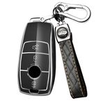 ontto Araba Anahtarlık Kapak Anahtarlık Fit Mercedes Benz A C E S G Sınıfı GLC CLE CLA W177 W205 W213 W222 S63 AMG Akıllı Anahtar Kutusu Kabuk Tutucu Çanta Anahtarlık Dekoratif Aksesuarlar Siyah C