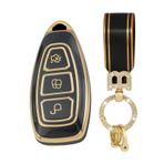 ontto Bling anahtar kılıfı anahtar kılıfı TPU koruyucu kılıf kase kılıf anahtar kılıfı Ford Focus 3 4 ST Fiesta Fusion Kuga Ecosport Mondeo MK3 MK4 için uygun aksesuar anahtar kutusu 3 tuş-B siyah